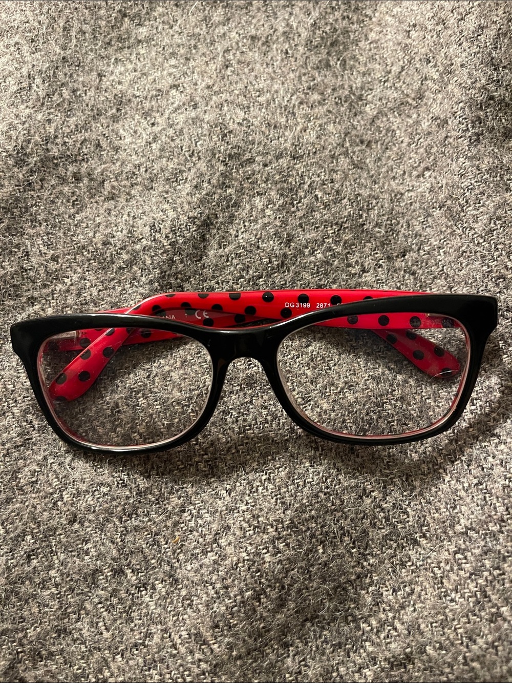 Dolce & Gabbana DG3199 2871 Black & Red Eyeglasses Frames 53/17~140 neednew lens